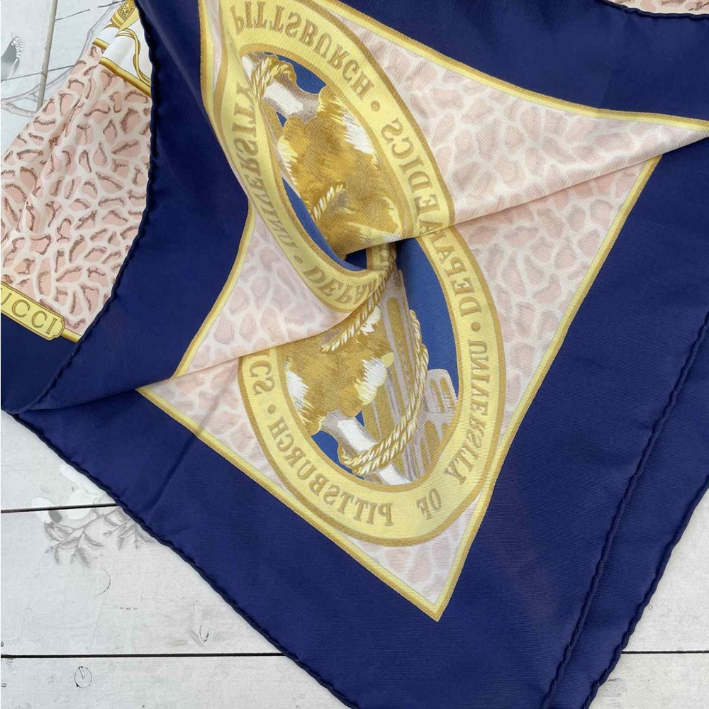 Gucci White and Navy Scarf with Gold Accents - Picture 4 of 8